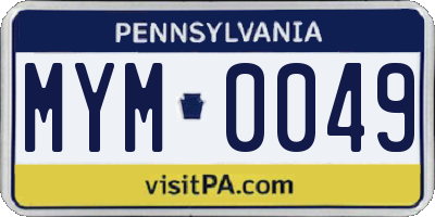 PA license plate MYM0049