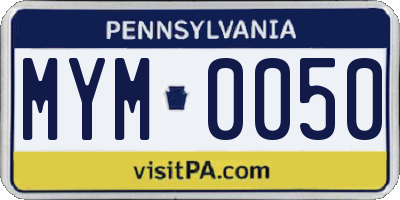 PA license plate MYM0050