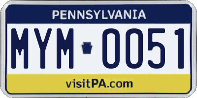 PA license plate MYM0051