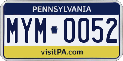 PA license plate MYM0052