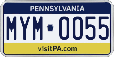 PA license plate MYM0055