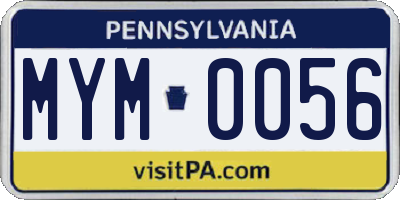 PA license plate MYM0056