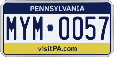 PA license plate MYM0057