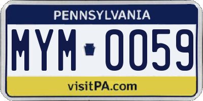PA license plate MYM0059