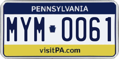 PA license plate MYM0061