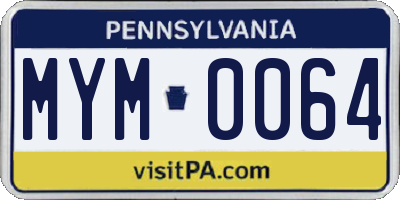 PA license plate MYM0064