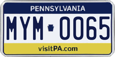 PA license plate MYM0065