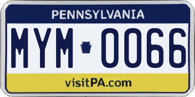 PA license plate MYM0066