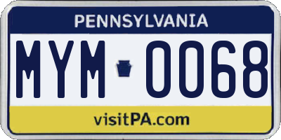 PA license plate MYM0068