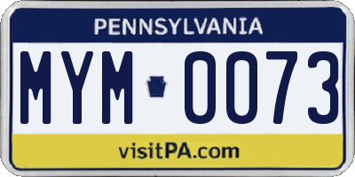 PA license plate MYM0073