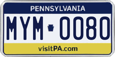 PA license plate MYM0080
