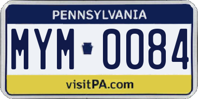 PA license plate MYM0084