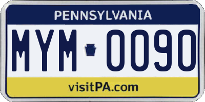 PA license plate MYM0090