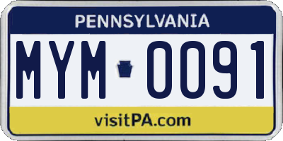 PA license plate MYM0091