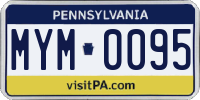 PA license plate MYM0095