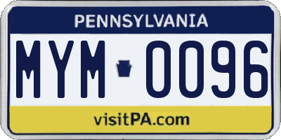 PA license plate MYM0096