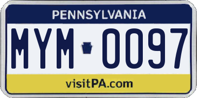 PA license plate MYM0097