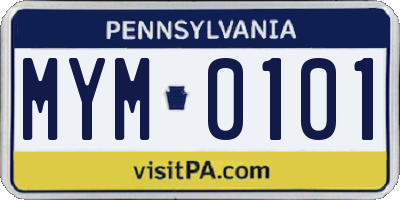 PA license plate MYM0101