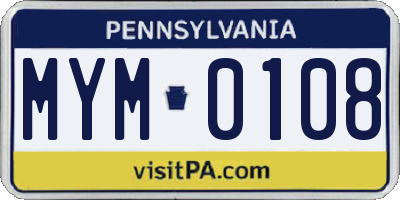 PA license plate MYM0108