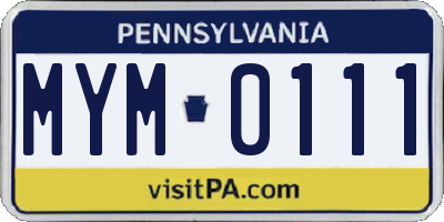 PA license plate MYM0111