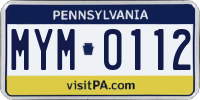 PA license plate MYM0112