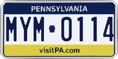 PA license plate MYM0114