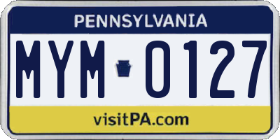 PA license plate MYM0127