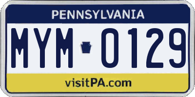 PA license plate MYM0129