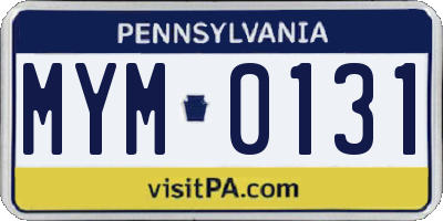 PA license plate MYM0131