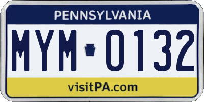 PA license plate MYM0132