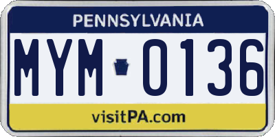 PA license plate MYM0136