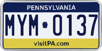 PA license plate MYM0137