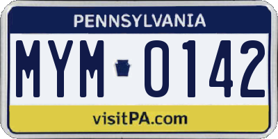 PA license plate MYM0142