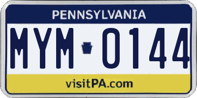 PA license plate MYM0144