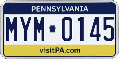 PA license plate MYM0145