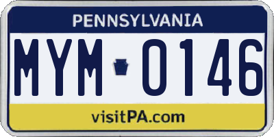 PA license plate MYM0146