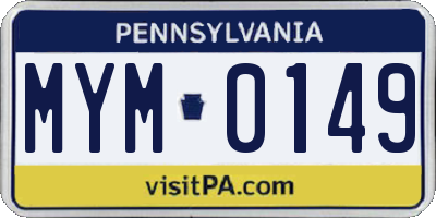 PA license plate MYM0149