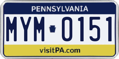PA license plate MYM0151
