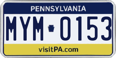 PA license plate MYM0153