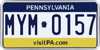 PA license plate MYM0157