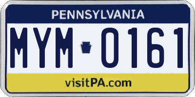 PA license plate MYM0161