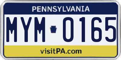 PA license plate MYM0165