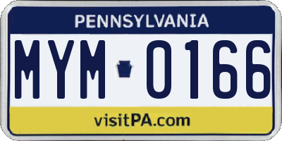 PA license plate MYM0166