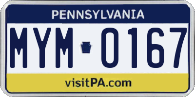 PA license plate MYM0167