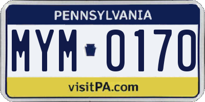 PA license plate MYM0170