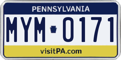 PA license plate MYM0171