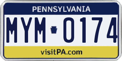 PA license plate MYM0174