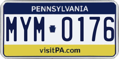 PA license plate MYM0176