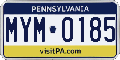 PA license plate MYM0185