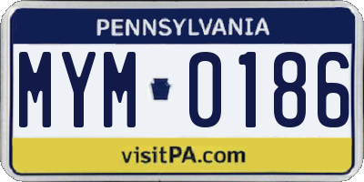 PA license plate MYM0186